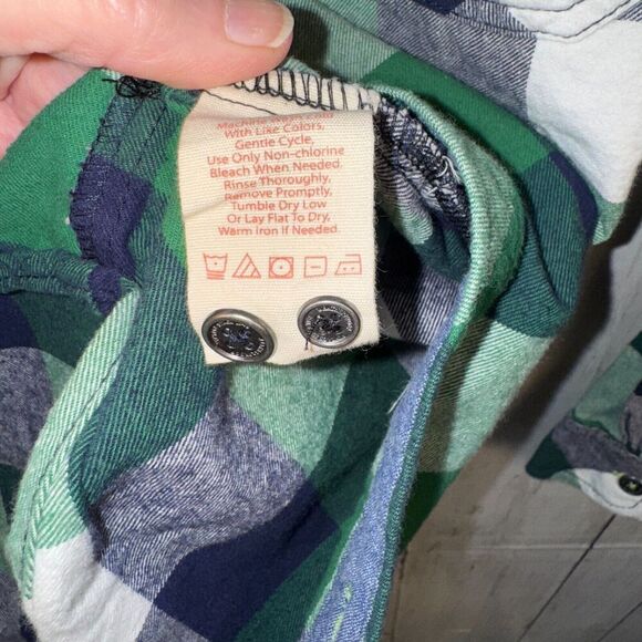 Weatherproof Vintage Women's Size M Blue Green Plaid Long Sleeve Flannel Shirt - Picture 4 of 7